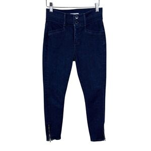 LOFT Hi Rise Skinny Womens Size 26/2 Petite Jeans Dark Indigo Wash Ankle Zip C17